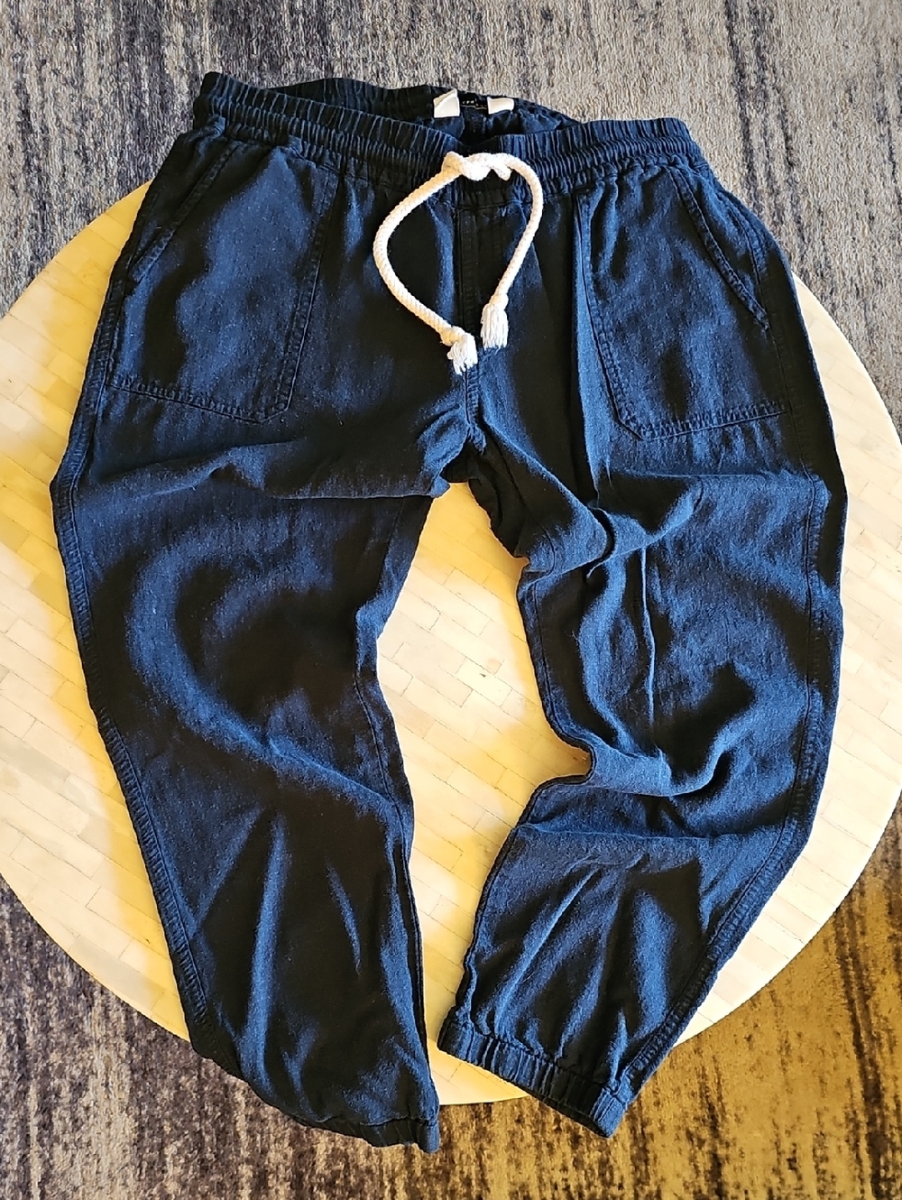 American Giant Navy Joggers with White Drawstring